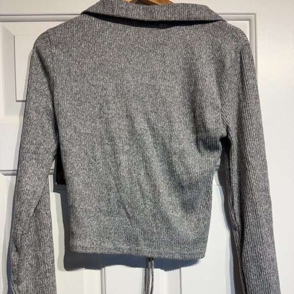 NWT - Ardene Collared Scrunch Front Ribbed Knit Crop Top (L) - Picture 3 of 6